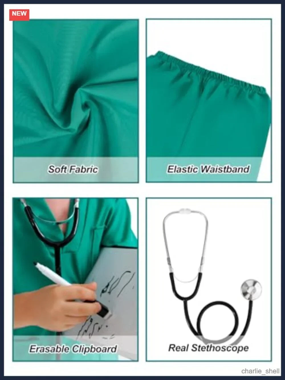 Kids Doctor Costume Set Pretend Play Lab Coat Scrubs Stethoscope